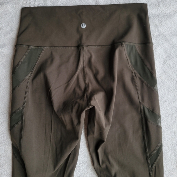 Lululemon Wunder Under Athletic High-Rise Crop Legging 21" *MeshDark Olive - Picture 5 of 10